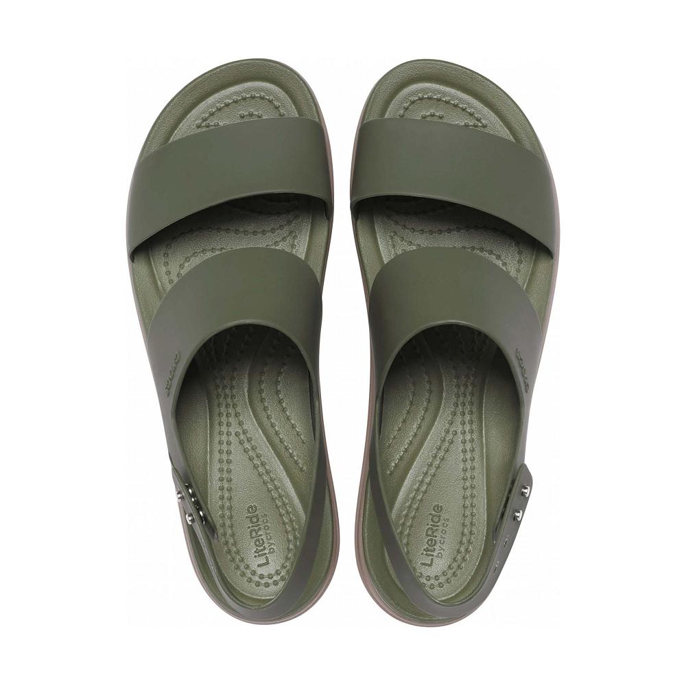 Olive Women's Crocs Brooklyn Low Wedges | NZ 0640HAPK